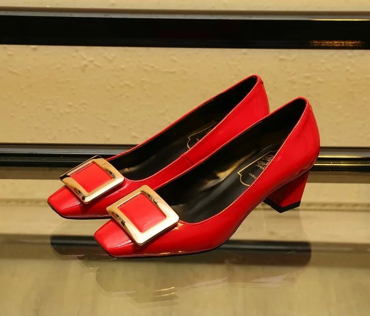RV Shallow mouth Block heel Shoes Women--071
